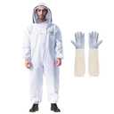 LONGADS Professional Bee Suit for Men and Women, Full Body Beekeeping Suit with Gloves & Protective Round Veil, Size XL (Fits 65-69 Inches / 5'5"-5'9") for Apiary & Backyard