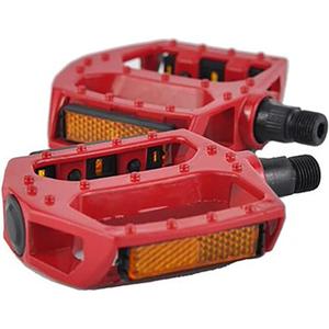 BlueSunshine Bike Pedals Set 9/16" for Mountain Bike, Aluminium Alloy Bearing Platform Pedals for BMX MTB Road Bicycle. Lightweight but Strong and Durable Alloy Flat Platform Pedals (Red)