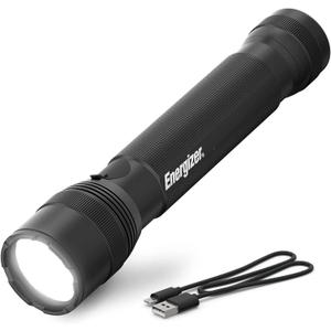 Energizer TacR-1000 LED Tactical Flashlight, Bright Rechargeable Flashlight for Emergencies and Camping Gear, Water Resistant Flashlight, USB Included, Pack of 1, Black