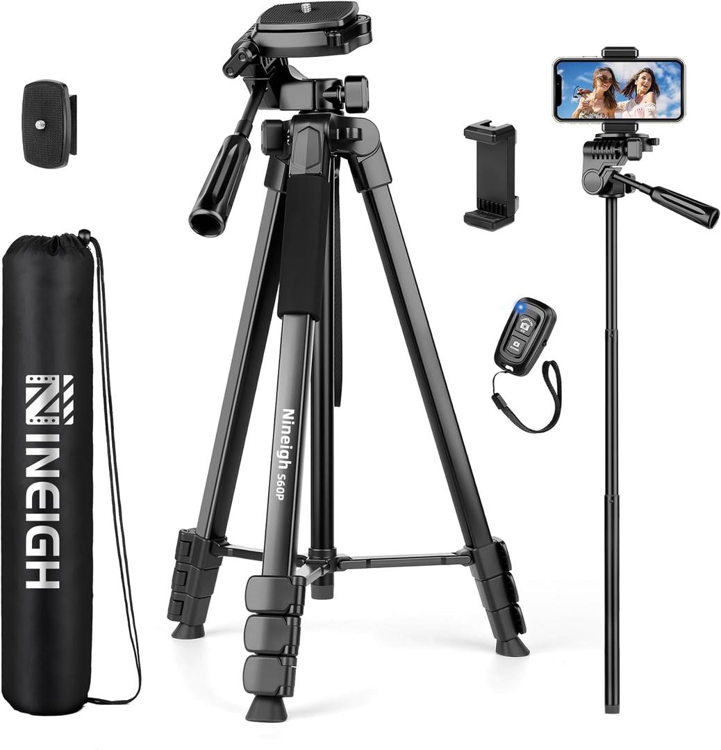 Phone Tripod, 83 Cell Phone Tripod for iPhone, Tall Tripods Selfie Stick with Remote Extendable Phone Holder Stand for Camera Photo Video Recording (Black)