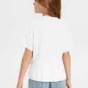 ZDC Girls Pleated Short Sleeve T Shirts Summer Crewneck Tops Casual Cute Basic Tees 5-14 Years White