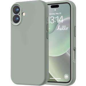 LOVE 3000 Designed for iPhone 16 Case, Premium Silicone with [Soft Anti-Scratch Microfiber Lining] Shockproof Protective Phone Case for Men Women Girls 6.1", Calke Green