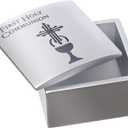 Roman First Holy Communion Brushed Silver Tone 2 Inch Resin Stone Keepsake Box and Lid