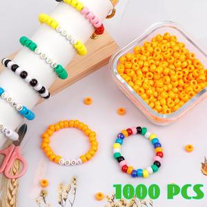 1000 PCs Acrylic Pony Bea.. Kandi Beads( Light Orange)