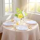 LIYH 100 Pcs White Plastic Plates with Gold Rim - Scalloped Plastic Disposable Plates Includes Dessert & Dinner Plate Heavy Duty Tableware Dishes for Birthday Party 50 Guests