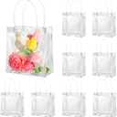 BESARME 20 Pack 6.3" x 5.9" x 2.8" Clear Gift Bags with Handle, Reusable Plastic Small Gift Bags for Valentine's Day Party Favors Wedding Birthday