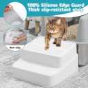 BALAPET Adjustable 3 Steps Litter Box Ramp with Filter Function, Detachable Litter Trapper, Non-Slip Cat Litter Stair for Small & Elderly Cats(White)