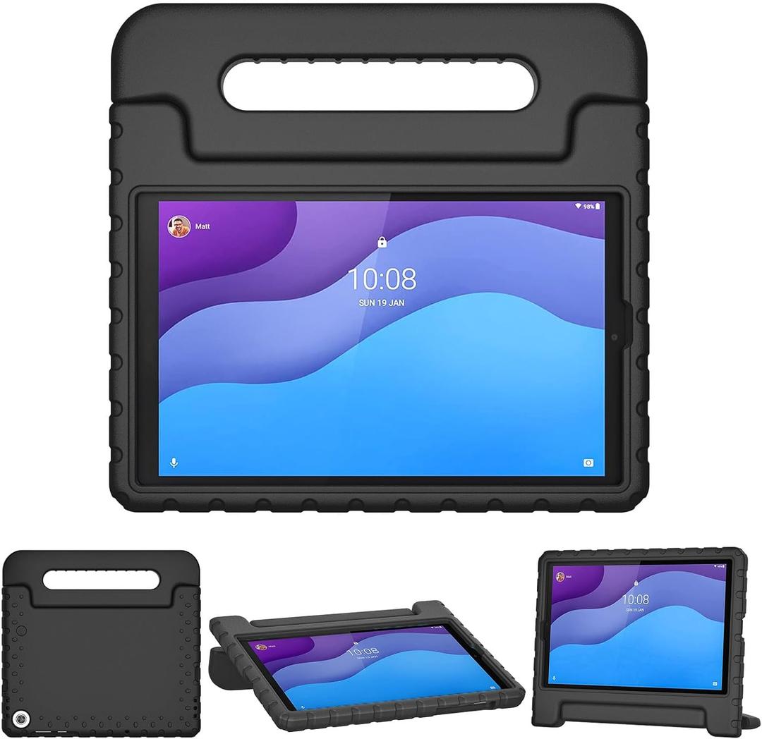 Kids Case for Lenovo Tab M10 HD 2nd Gen 10.1 Inch 2020 Released(TB-X306X/TB-X306F), Kid-Friendly Shockproof Lightweight EVA Handle Stand Cover for Lenovo Tab M10 HD 2nd Gen 10.1", Black