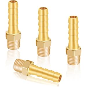KOOTANS 4pcs Brass Hose Barb Fittings 5/16" Hose Barb to 1/8 NPT Male Thread Air Hose Fittings Brass Quick Coupler Air M Type Adapter Connector Fitting