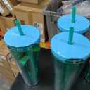 Reusable Tumbler 26oz Set with Straw, 4 Pack Double Wall Insulated Cups, Green