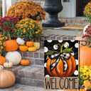 3 x Doncida 3 Pack Happy Halloween Thanksgiving Christmas Garden Flag 12x18 inch Double Sided Burlap Pumpkin Welcome Fall Holiday Small Yard Flag for Outside Decoration