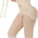 RDSIANE Capri Leggings for Women Tummy Control Shapewear Pants Thigh Slimmer Butt Lifting Leggings With Straps (Small, Beige)