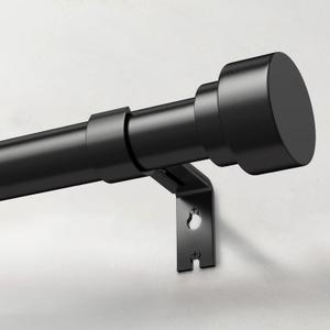 Heavy Duty Curtain Rods for Windows 72 to 144 Inch, 1 Inch Adjustable Black Curtain Rod Set with Easy Installation and Modern Design (A1,Black,30-150")