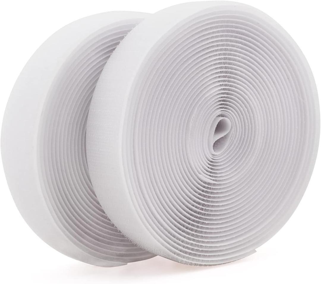 Sew on Hook and Loop Tape 5/8 Inch Wide,16.4 Feet Non-Adhesive Back White Hook and Loop Strips Sewing Fastening Tape Fabric Fastener Sewing Hook Loop Non Adhesive Interlocking Tape