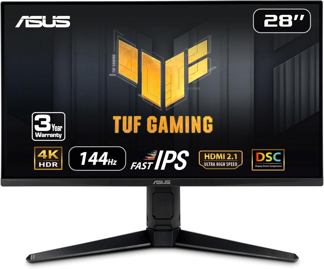 ASUS TUF Gaming 28 4K 144HZ DSC HDMI 2.1, Monitor (VG28UQL1A) - UHD (3840 x 2160), Fast IPS, 1ms, Extreme Low Motion Blur Sync, G-SYNC Compatible, FreeSync Premium, Eye Care, DCI-P3 90%,BLACK