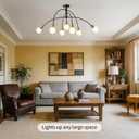 Modern Mid Century Large Kitchen Island Chandelier,Bright Long 7 Light Gold and Black Sputnik Semi Flush Mount Ceiling Light Fixture for Dining Room Living Room Bedroom
