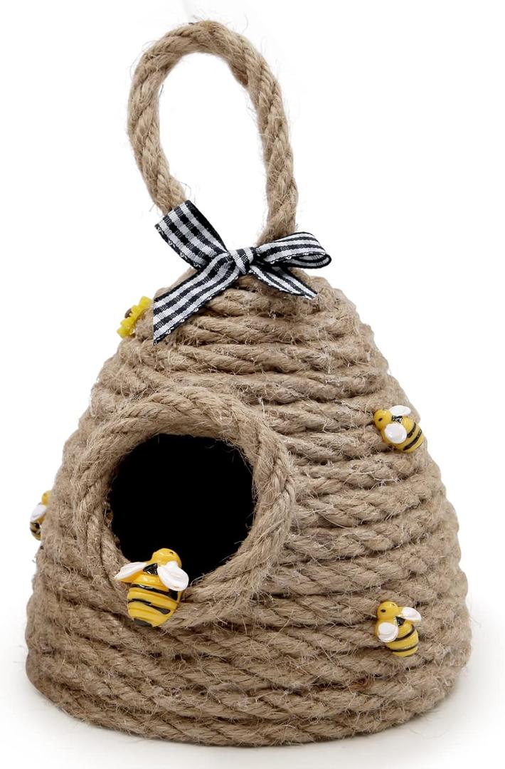 Huray Rayho Jute Bee Hive Decor Bee Tiered Tray Decorations Decorative Honey Bee Skeps Spring Farmhouse Coffee Table Decor Country Kitchen Natural Party Sunflower Home Bookshelf Decor, Set of 2 Huray Rayho Jute Bee Hive Decor Bee Tiered Tray Decorations Decorative Honey Bee Skeps Spring Farmhouse Coffee Table Decor Country Kitchen Natural Party Sunflower Home Bookshelf Decor, Set of 2