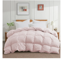 Joysoul Queen Size Down Comforter - All Season Ultra Soft Goose Down & Feather Fiber Fill, Luxury Hotel Pink Duvet Insert with Corner Tabs (88" X 88"), Pink
