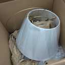 Cone Pendant Light Fixture with Metal Lantern Fabric Drum Shade 16" White and Gold Chandeliers for Kitchen Dining Room Living Room Bedroom, 16" x 9.5" x 42"