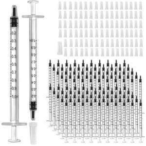 100 Pack 1ml Syringe for Liquid, 1cc Plastic Small Syringes for Scientific Labs, Measuring Liquids, Feeding Pets, Medical Student, Oil or Glue Applicator, Non-Sterile, No Needle