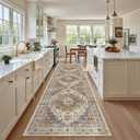Madane Hallway Runner Rug 2'6''x10' Kitchen Runner, Non Slip Vintage Runners for Hallways Washable Kitchen Rugs Soft Low Pile 2.5x10 ft Rug Runner for Laundry Room, Entryway and Bedroom, Turmeric/Grey
