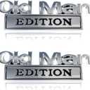 2 Pcs Old Man Edition 3D Metal Car Emblem Badge, Zinc Alloy Fender Tailgate Decal for Car, Waterproof Nameplate Sticker (Black & Red)