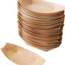 Disposable Wood Boat Plates/Dishes (100, 5''Long x 2.4''Widex0.5''High)