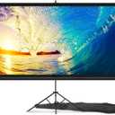 100 Inch Indoor and Outdoor Projector Screen with Stand for Movies or Presentations - HD Premium 16:9 Folding Free Tripod Screen with Carry Bag and Straps, Matte (Black)