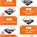 Food Scale -33lb Digital Kitchen Scale for Food Ounces Grams Rechargeable 304 Stainless Steel,Batteries and Type-C Charging | Perfect for Meal Prep, Cooking, and Baking, Black (Medium)