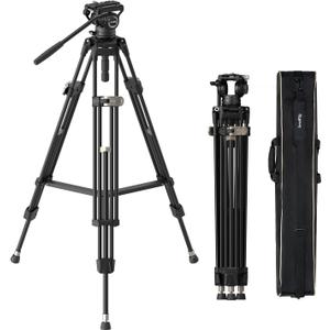 SmallRig AD-80 FreeBlazer Heavy-Duty Video Tripod System, 75" Tall, Fluid Head, One-Step Height Adjust, Dual-Mode QR Plate, Load up to 17lbs, Professional Tripod for Camera