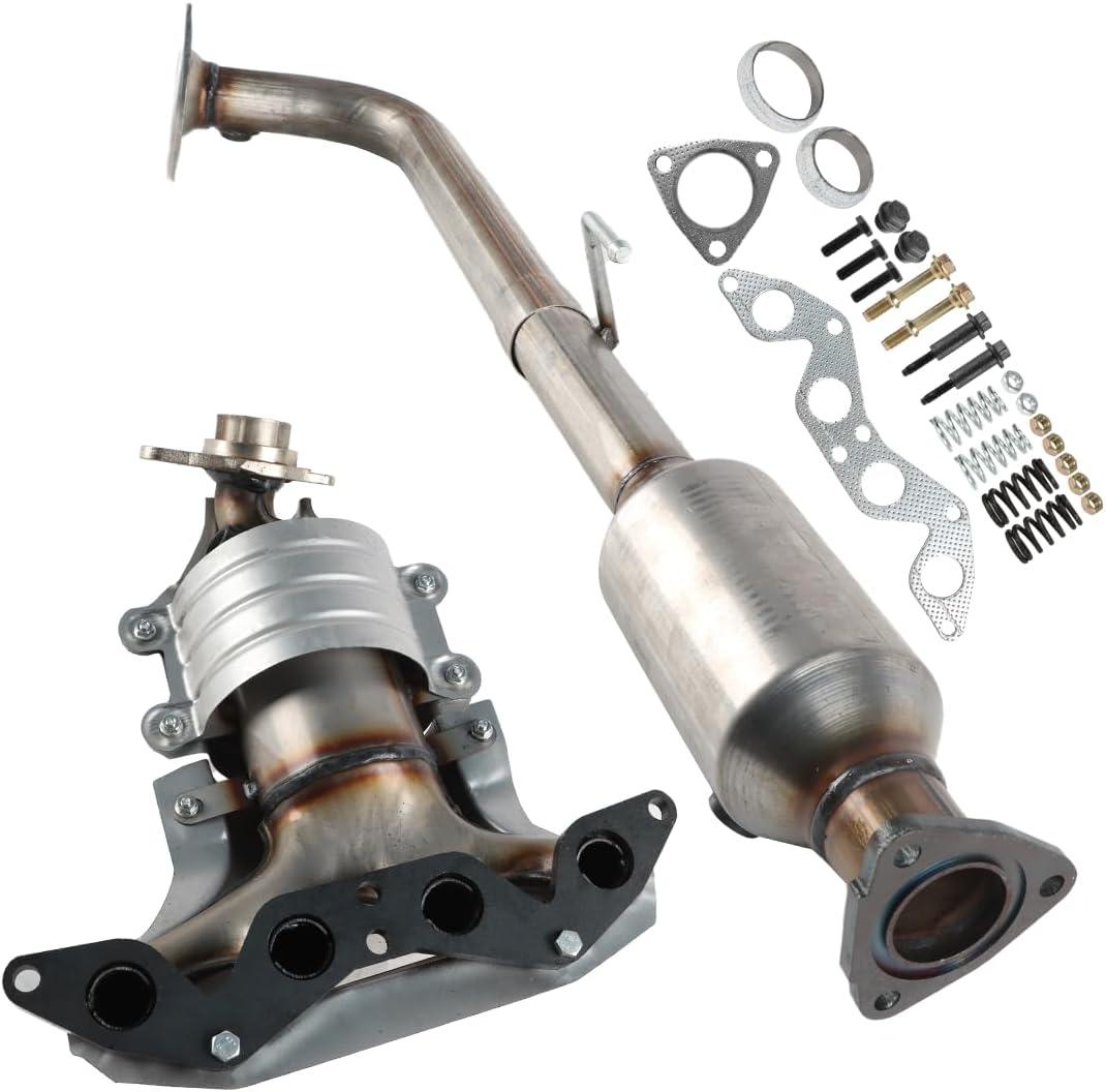 Catalytic Converter Front & Rear Set Compatible with 2001 2002 2003 2004 2005 Honda Civic DX LX GX HX 1.7L, Direct-Fit Exhaust Manifold W/Gasket Kit Catalytic Convertor Replacement