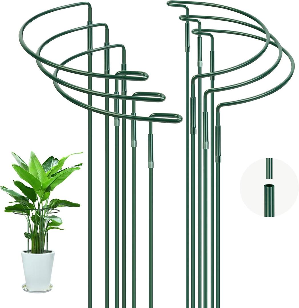 OFFCUP Plant Support Stakes, Metal Garden Supports, Half Round Plant Support Ring Cage for Vegetable, Tomato, Peony, Roses, Hydrangea, Flowers