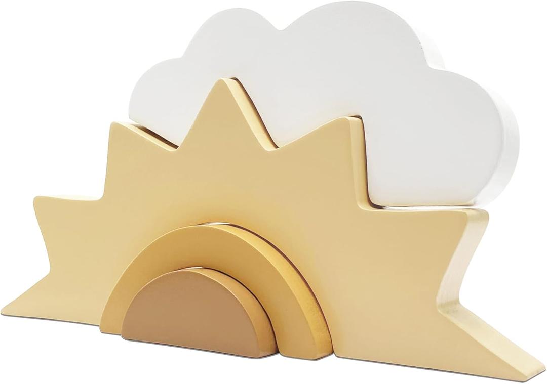 AWISBI Wooden Cloud and Sun Rainbow Decoration, Boho Baby Nursery Decor, Woodland Nursery Decor, Kids Baby Room Decor for Nursery Children Baby Kids Boys Girls Bedroom Decor Shelf