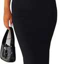 BORIFLORS Women's Sexy Bodycon V Neck Spaghetti Strap Maxi Dress Elegant Backless Cocktail Evening Party Long Formal Dresses (Black, XS)