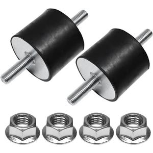 2 Pcs M12 60 x 50 mm Rubber Isolator Mounts Double Studs Shock Absorber with 4 Pcs Locknuts, Cylindrical Anti Vibration Isolation Damping Mounts for Compressors Pumps Generators Motor Engines