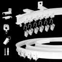KOLAKO Ceiling Curtain Track, Curtain Track Wall Mount - Two Ways To Install, 16Ft Curtain Rails Room Divider Flexible Sliding Curved Curtain Track System for Rv Shower Curtain Rods (White)