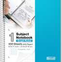 Dunwell Graph Paper Spiral Notebook (Blue) Plastic Cover, 100 Sheets, 1 Subject 4x4 Graph Paper Notebook 8.5 x 11, Graphing Notebook, 1/4 Inch Grid Graph Ruled Notebook, Poly Divider with Pockets