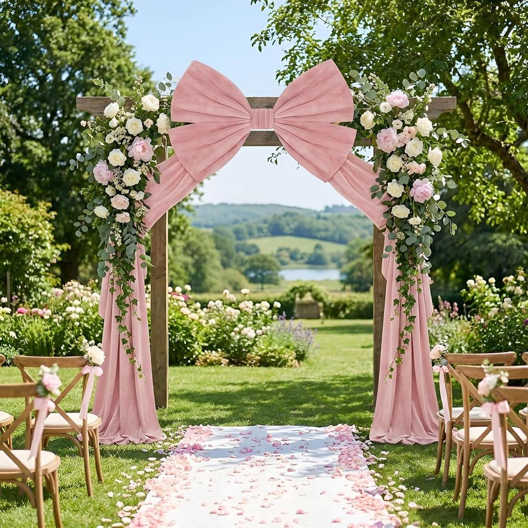 Suncalla Large Dark Rose Gold Bows 40 x 80 Inch Big Bows for Backdrop Velvet Giant Bow with Long Streamers Extra Large Tie for Wedding Door Wall Birthday Baby Shower Coquette Bridal Bachelorette