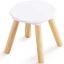 Beright Wooden Step Stool for Kids, 9 Inch Round Kids Chair fit with Sensory Table, Sturdy Sitting Stool with Assembled Four-Legged for Children Toddler, 1 Pack (Classic White)