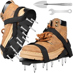 Miuwauer Lawn Aerator Shoes (Classic Version (Durable PP Sole), Black-Black)