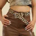 2 x FGSS Women's Leopard PU-Leather-Belt - Fashion Waist Belt with Chic Metal Buckle for Jeans Dress Pants (28"-38")