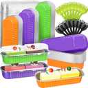 Vesici 60 Pcs Mini Loaf Pans with Lids and Spoons 6.8 oz Disposable Rectangle Aluminum Foil Baking Pans for Christmas Party Muffin Cheesecake(Orange, Purple, Green)
