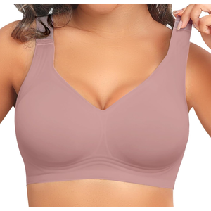 PoseFree Womens Seamless Wireless Supportive Bra Push Up Comfort Soft No Underwire Full Coverage T-Shirt Bra, Size XXL