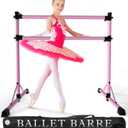 New & Improved 4 Ft Steel Double Ballet Barre with Carry Bag and Beginner Guide,Adjustable&Portable Ballet Barre for Home and Gym,Quality Ballet bar Anti-Wobble,Stretching Dance bar (Pink)