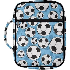 Coldinair Football Bible Cover for Boy Canvas Bible Case Tote Bag for Kids,Portable Carrying Book Case Church Bag Bible Protective with Handle and Zippered Pocket,Blue