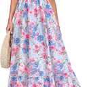 PRETTYGARDEN Women's Floral Boho Maxi Dresses Flowy Short Sleeve A Line Smocked Eyelet 2026 Summer Beach Vacation Clothes