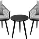 Outogether 2pcs Aluminium Sofas and Dia. 17.71ins Aluminium Round Coffee Table Set for Outdoor,Patio,Back Yard,Balcony (Grey)