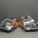 Headlight Assembly Compatible with Nissan 2005-2008 Frontier / 2005-2007 Pathfinder, Halogen Headlamp Replacements Pair Set for 26060EA525 26010EA525, w/o Bulb, Clear Housing Yellow Corner