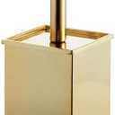 mDesign Steel Square Modern Toilet Bowl Brush and Holder for Bathroom Storage and Organization, Compact Free-Standing Design, Covered Brush - Sturdy, Deep Cleaning - Citi Collection - Soft Brass
