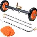 EVEAGE 2-in-1 Undercarriage Pressure Washer Attachment, 16" Pressure Washer Water Broom, 3 Extension Wands Wash Mitt, Reversible Undercarriage Cleaner, 4000 PSI (Orange)